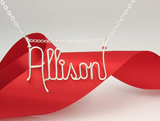 personalized name necklace in wire 